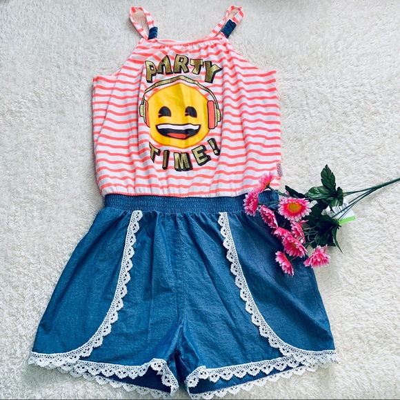 Emoji Other - Emoji Girls Striped Romper | Size 14/16